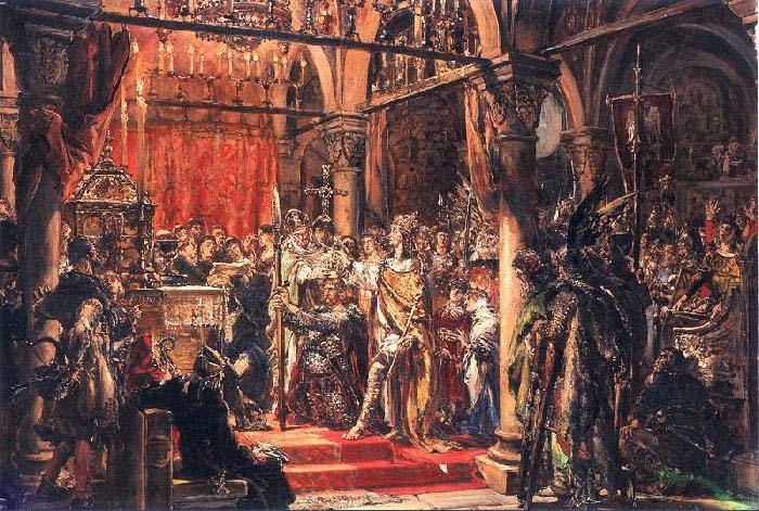 Jan Matejko Coronation of the First King of Poland France oil painting art